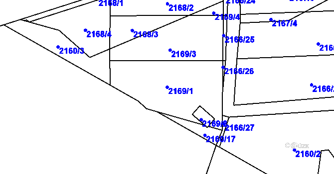 Parcela st. 2169/1 v KÚ Žamberk, Katastrální mapa