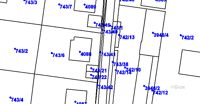 Parcela st. 743/41 v KÚ Žamberk, Katastrální mapa