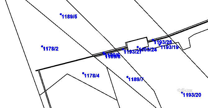 Parcela st. 1189/8 v KÚ Žamberk, Katastrální mapa