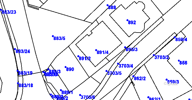 Parcela st. 891/4 v KÚ Žamberk, Katastrální mapa