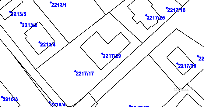Parcela st. 2217/29 v KÚ Žamberk, Katastrální mapa