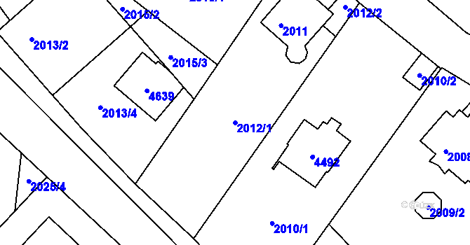 Parcela st. 2012/1 v KÚ Žamberk, Katastrální mapa