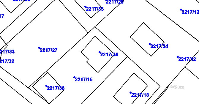 Parcela st. 2217/34 v KÚ Žamberk, Katastrální mapa