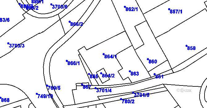 Parcela st. 864/1 v KÚ Žamberk, Katastrální mapa