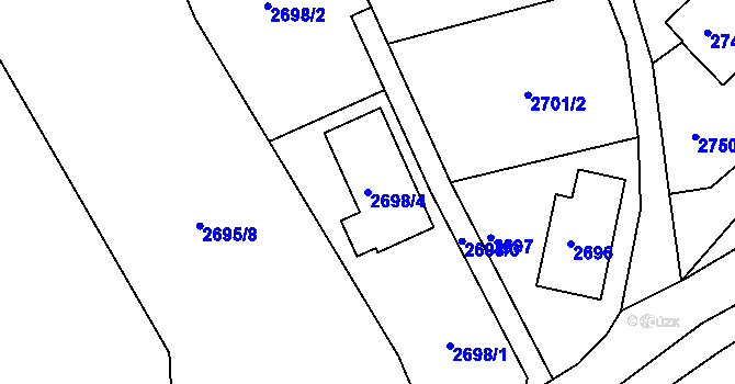 Parcela st. 2698/4 v KÚ Žamberk, Katastrální mapa
