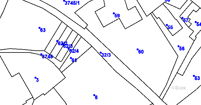 Parcela st. 32/3 v KÚ Žamberk, Katastrální mapa