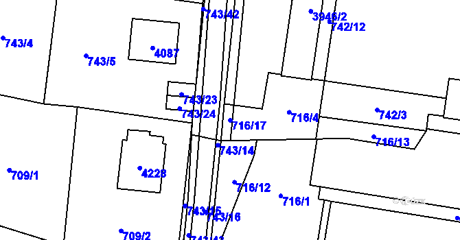 Parcela st. 716/17 v KÚ Žamberk, Katastrální mapa