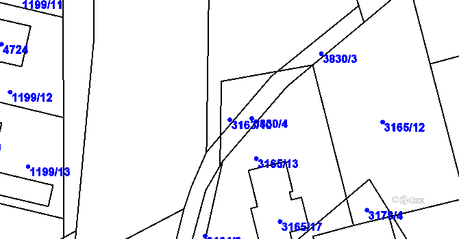 Parcela st. 3163/10 v KÚ Žamberk, Katastrální mapa