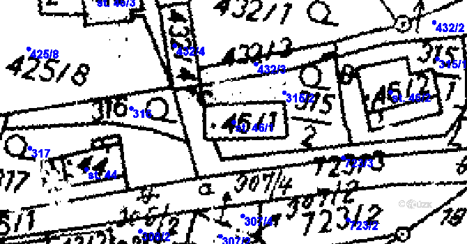 Parcela st. 46/1 v KÚ Dlouhoňovice, Katastrální mapa