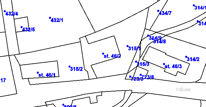 Parcela st. 46/2 v KÚ Dlouhoňovice, Katastrální mapa