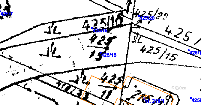 Parcela st. 425/15 v KÚ Dlouhoňovice, Katastrální mapa
