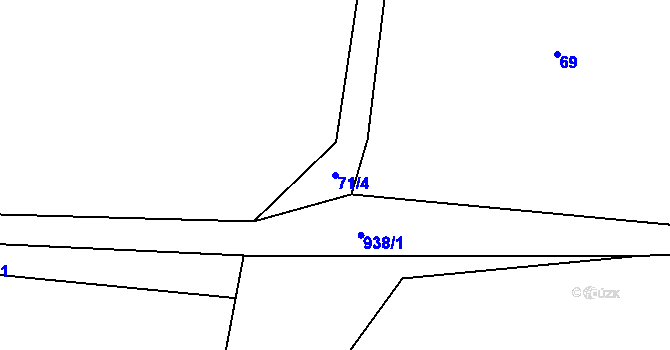Parcela st. 71/4 v KÚ Žampach, Katastrální mapa