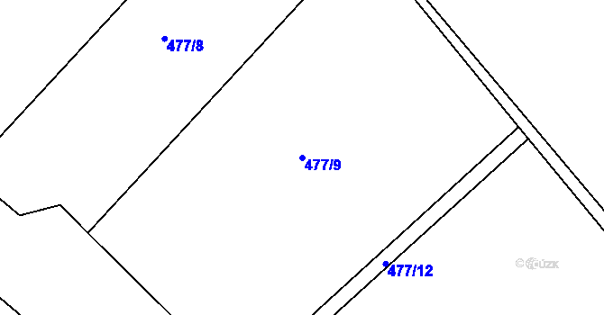 Parcela st. 477/9 v KÚ Žampach, Katastrální mapa