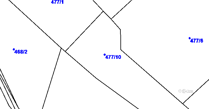 Parcela st. 477/10 v KÚ Žampach, Katastrální mapa