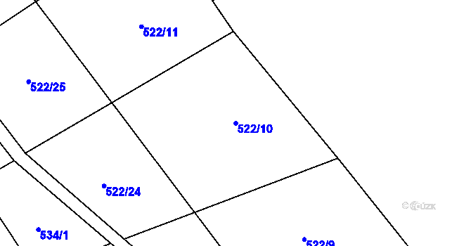Parcela st. 522/10 v KÚ Žampach, Katastrální mapa