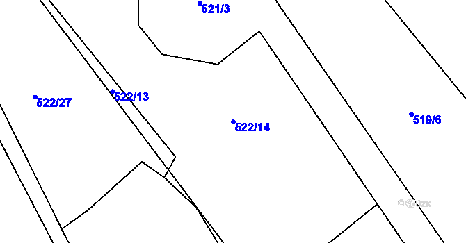 Parcela st. 522/14 v KÚ Žampach, Katastrální mapa