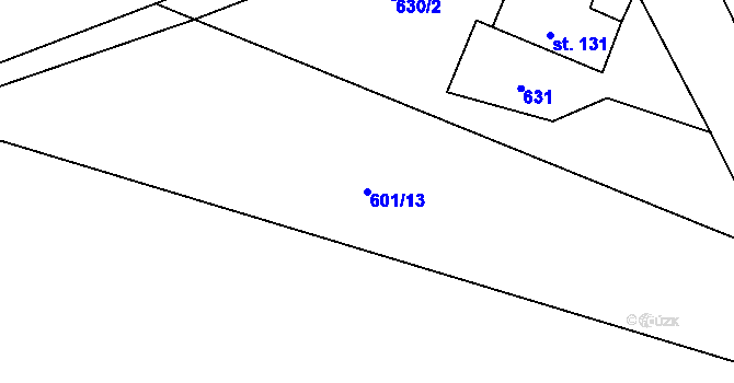 Parcela st. 601/13 v KÚ Žampach, Katastrální mapa