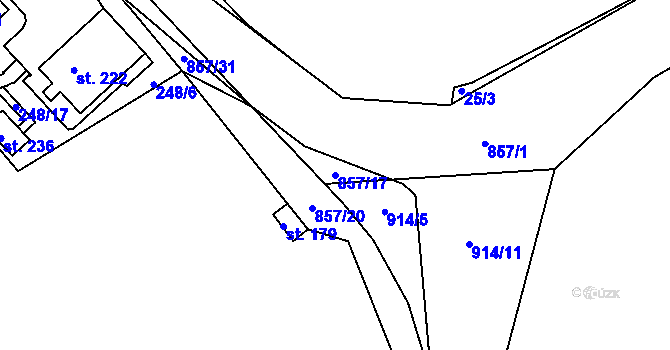 Parcela st. 857/17 v KÚ Žampach, Katastrální mapa