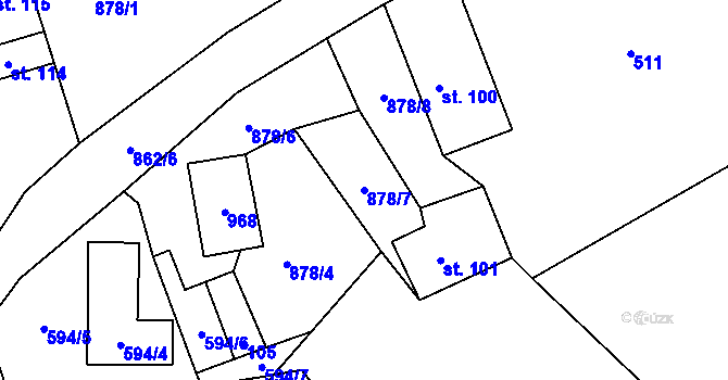 Parcela st. 878/7 v KÚ Žampach, Katastrální mapa