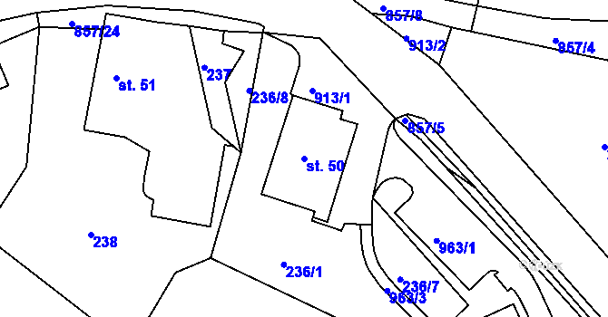 Parcela st. 50 v KÚ Žampach, Katastrální mapa