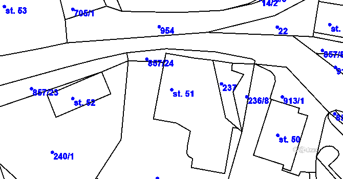 Parcela st. 51 v KÚ Žampach, Katastrální mapa