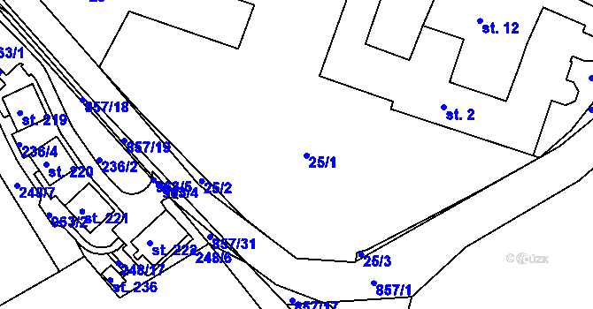 Parcela st. 25 v KÚ Žampach, Katastrální mapa