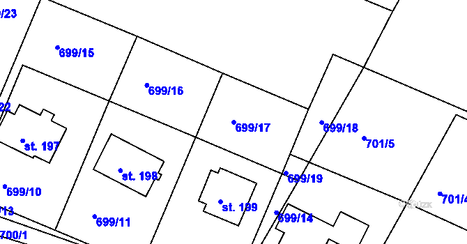 Parcela st. 699/17 v KÚ Žampach, Katastrální mapa