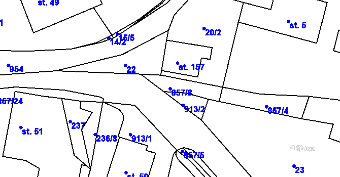 Parcela st. 857/8 v KÚ Žampach, Katastrální mapa