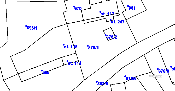 Parcela st. 878/1 v KÚ Žampach, Katastrální mapa