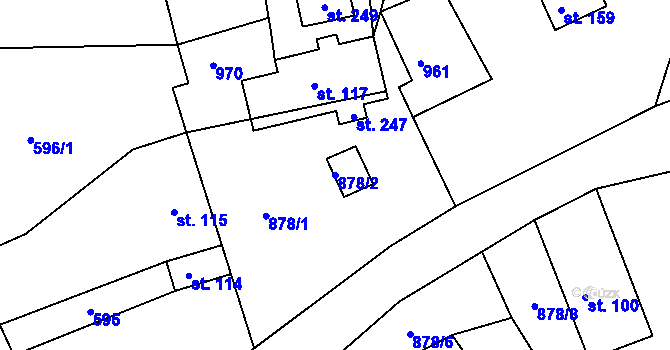Parcela st. 878/2 v KÚ Žampach, Katastrální mapa