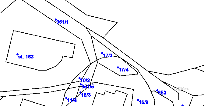 Parcela st. 17/3 v KÚ Žampach, Katastrální mapa