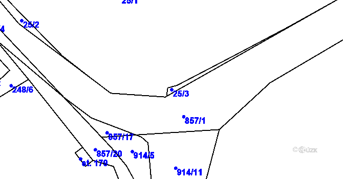 Parcela st. 25/3 v KÚ Žampach, Katastrální mapa