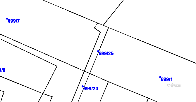 Parcela st. 699/25 v KÚ Žampach, Katastrální mapa