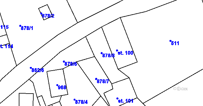 Parcela st. 878/8 v KÚ Žampach, Katastrální mapa