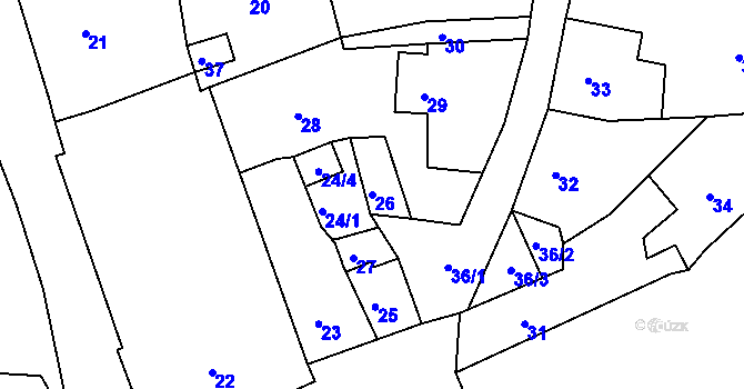Parcela st. 26 v KÚ Žandov u České Lípy, Katastrální mapa