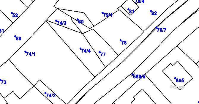 Parcela st. 77 v KÚ Žandov u České Lípy, Katastrální mapa