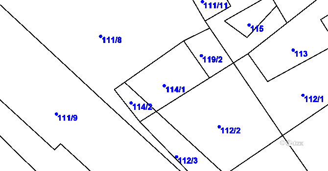 Parcela st. 114/1 v KÚ Žandov u České Lípy, Katastrální mapa