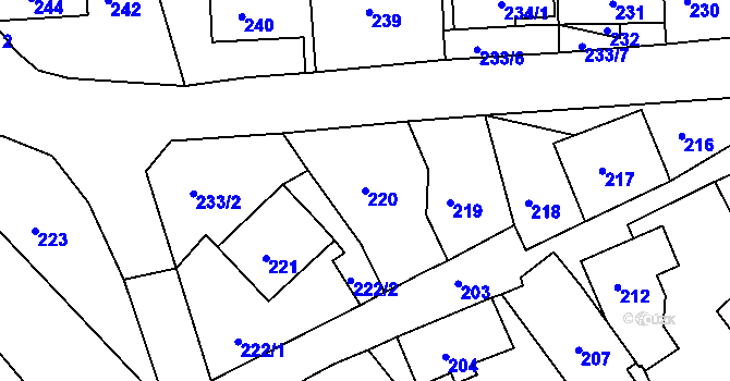Parcela st. 220 v KÚ Žandov u České Lípy, Katastrální mapa