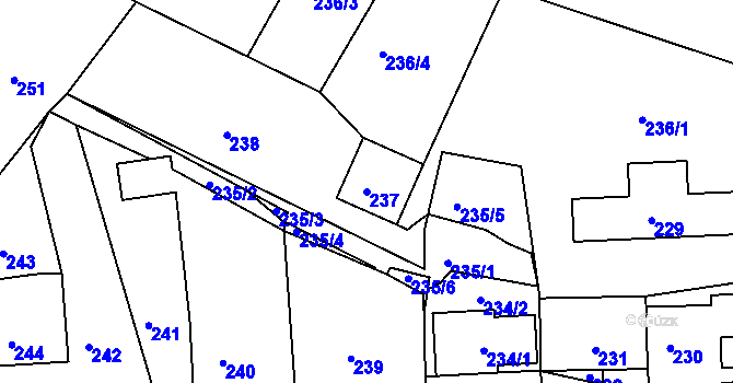 Parcela st. 237 v KÚ Žandov u České Lípy, Katastrální mapa