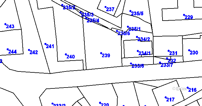 Parcela st. 239 v KÚ Žandov u České Lípy, Katastrální mapa