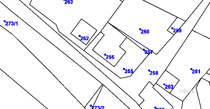 Parcela st. 256 v KÚ Žandov u České Lípy, Katastrální mapa