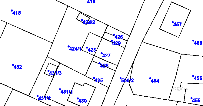 Parcela st. 427 v KÚ Žandov u České Lípy, Katastrální mapa