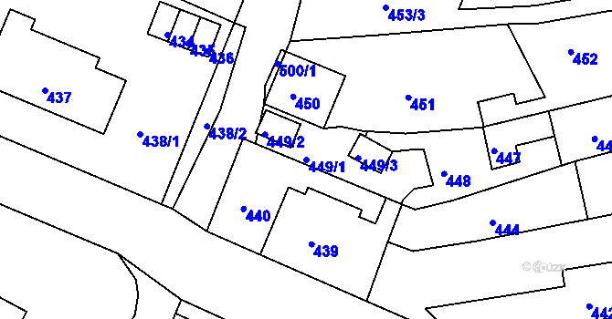 Parcela st. 449/1 v KÚ Žandov u České Lípy, Katastrální mapa