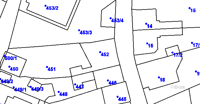 Parcela st. 452 v KÚ Žandov u České Lípy, Katastrální mapa