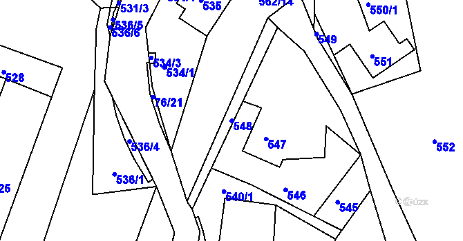 Parcela st. 548 v KÚ Žandov u České Lípy, Katastrální mapa