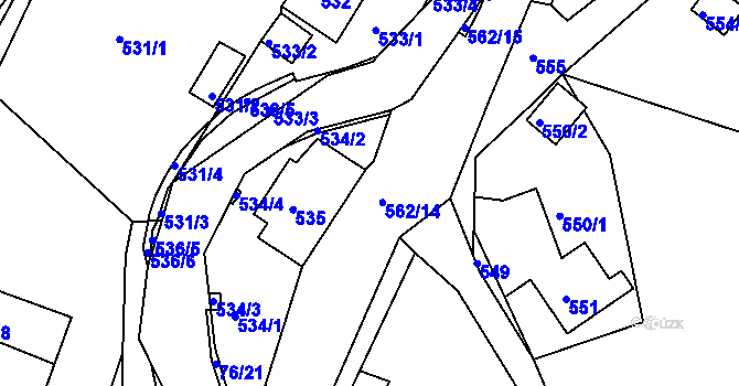 Parcela st. 562 v KÚ Žandov u České Lípy, Katastrální mapa