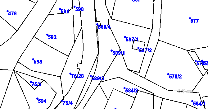 Parcela st. 589 v KÚ Žandov u České Lípy, Katastrální mapa