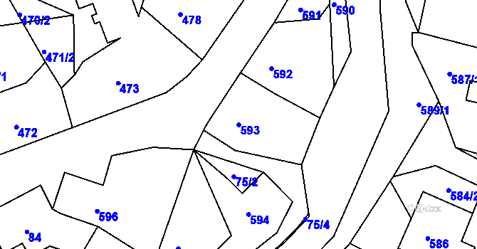 Parcela st. 593 v KÚ Žandov u České Lípy, Katastrální mapa