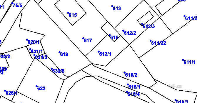 Parcela st. 612/1 v KÚ Žandov u České Lípy, Katastrální mapa