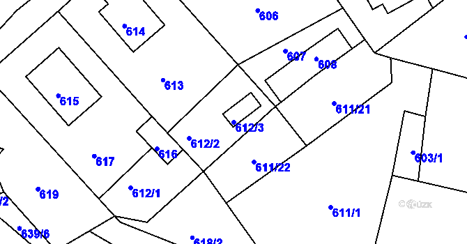 Parcela st. 612/3 v KÚ Žandov u České Lípy, Katastrální mapa